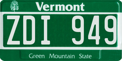 VT license plate ZDI949