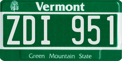 VT license plate ZDI951