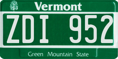VT license plate ZDI952
