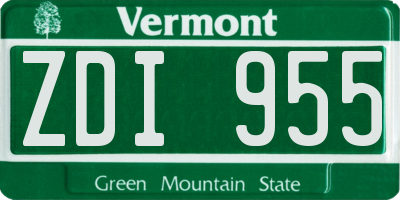 VT license plate ZDI955