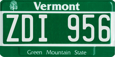 VT license plate ZDI956