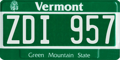 VT license plate ZDI957