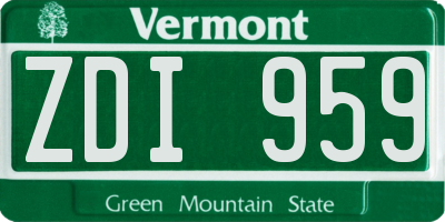 VT license plate ZDI959
