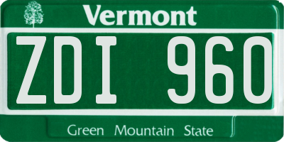 VT license plate ZDI960