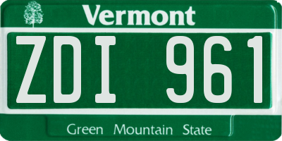 VT license plate ZDI961