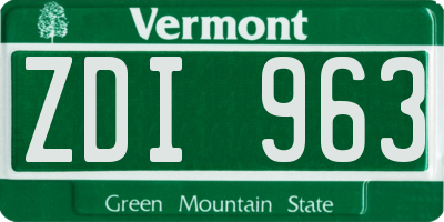 VT license plate ZDI963