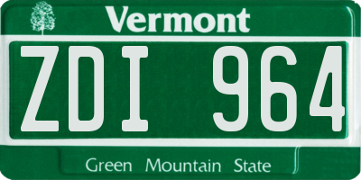 VT license plate ZDI964