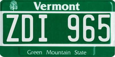 VT license plate ZDI965
