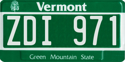 VT license plate ZDI971