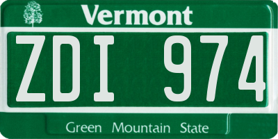 VT license plate ZDI974