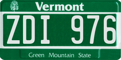 VT license plate ZDI976