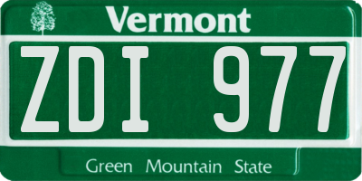 VT license plate ZDI977