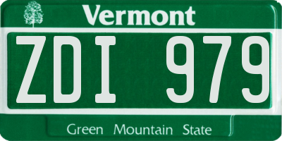 VT license plate ZDI979