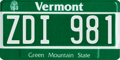 VT license plate ZDI981