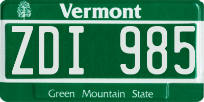 VT license plate ZDI985