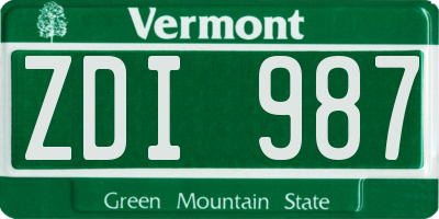 VT license plate ZDI987