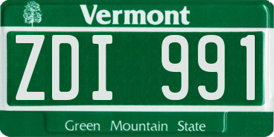 VT license plate ZDI991