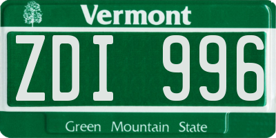 VT license plate ZDI996
