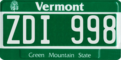 VT license plate ZDI998