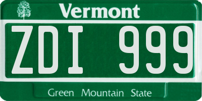 VT license plate ZDI999