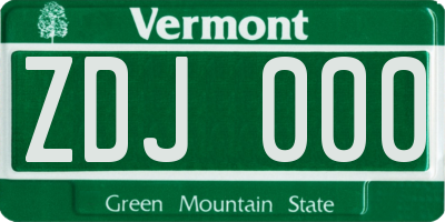 VT license plate ZDJ000