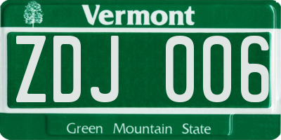 VT license plate ZDJ006