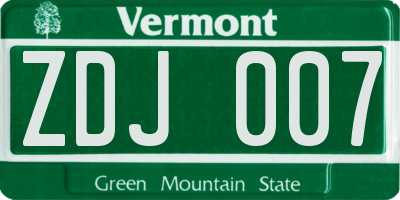 VT license plate ZDJ007