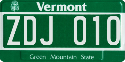 VT license plate ZDJ010