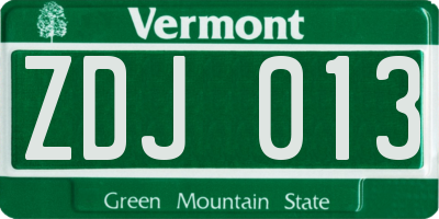 VT license plate ZDJ013
