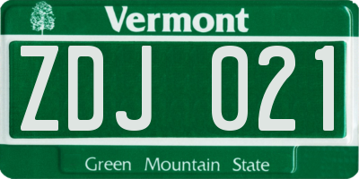 VT license plate ZDJ021