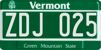 VT license plate ZDJ025