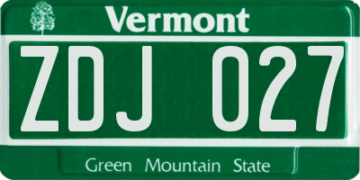 VT license plate ZDJ027