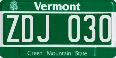 VT license plate ZDJ030