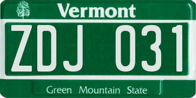 VT license plate ZDJ031