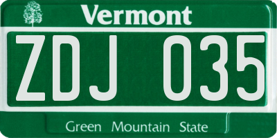 VT license plate ZDJ035