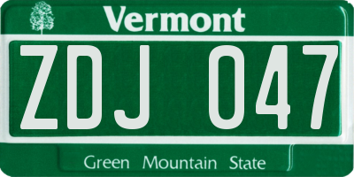 VT license plate ZDJ047