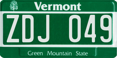 VT license plate ZDJ049