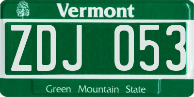 VT license plate ZDJ053