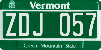 VT license plate ZDJ057