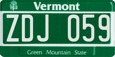 VT license plate ZDJ059