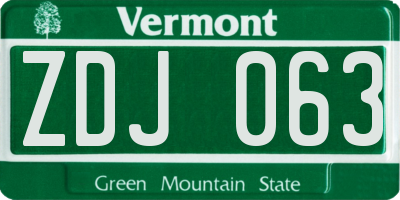 VT license plate ZDJ063