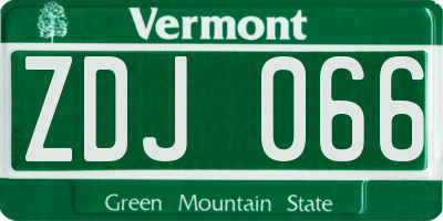 VT license plate ZDJ066