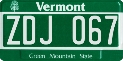 VT license plate ZDJ067