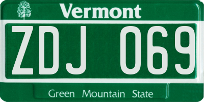 VT license plate ZDJ069