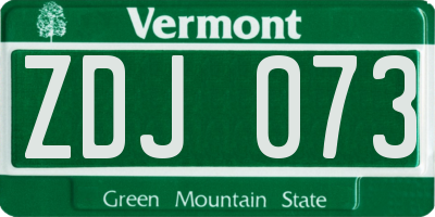 VT license plate ZDJ073
