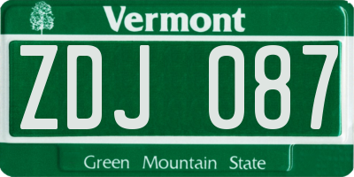 VT license plate ZDJ087