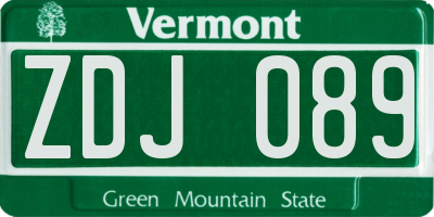 VT license plate ZDJ089