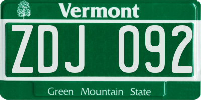VT license plate ZDJ092