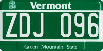 VT license plate ZDJ096