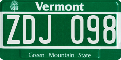 VT license plate ZDJ098